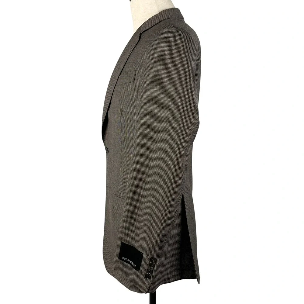Emporio Armani G Line Blazer Mens 38R US Brown Micro Pattern Virgin Wool NEW